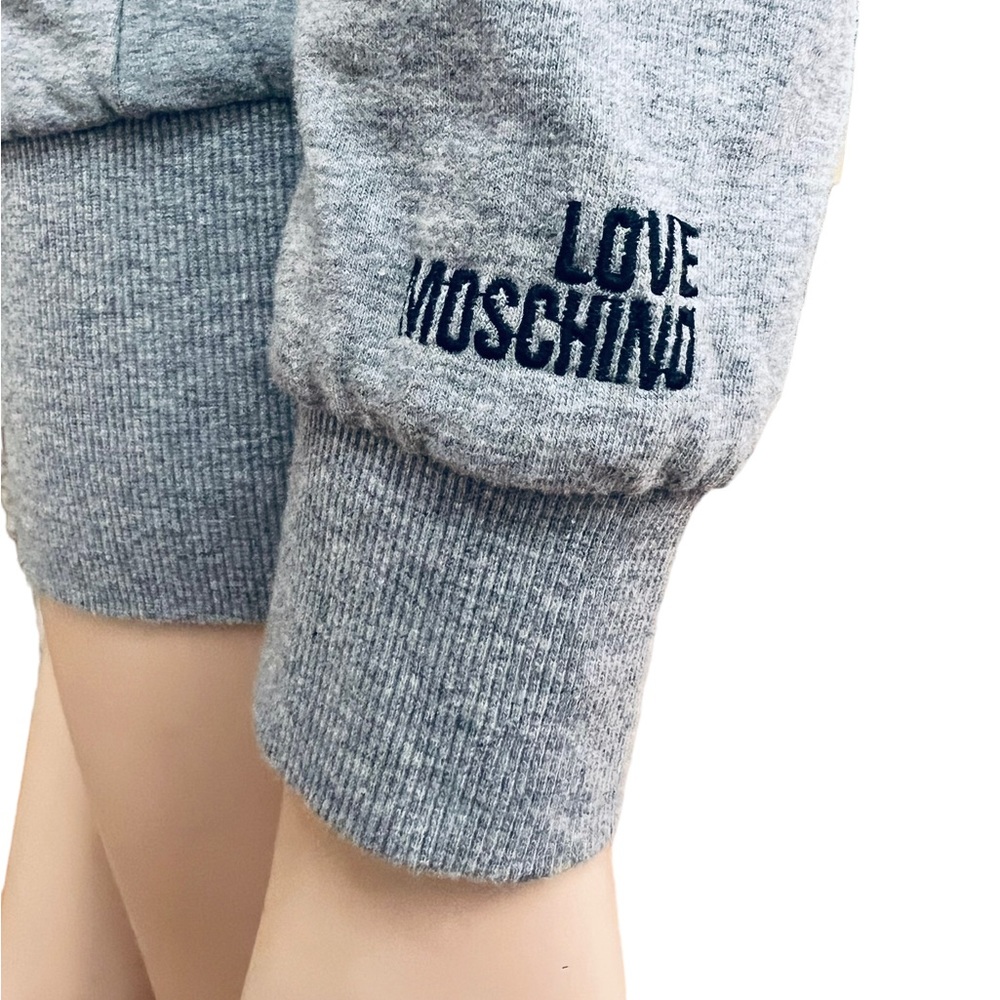LOVE MOSCHINO METALLIC Sequins Silver Hoodie Size 2 US 96% Cotton 4% Elastane - Picture 9 of 16
